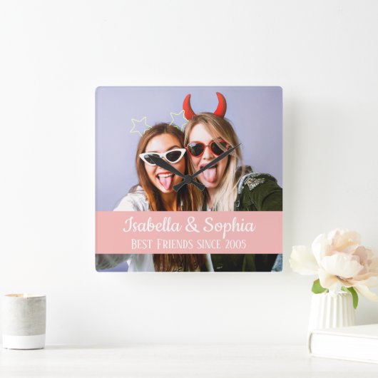 永遠のBFF最高の写真モダンの友達 スクエア壁時計 (ホーム)