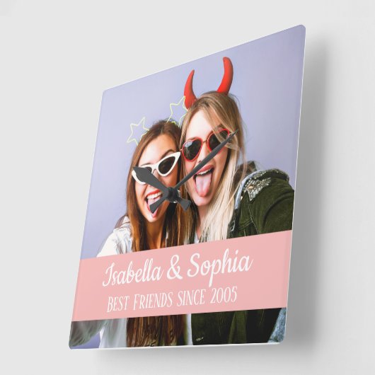 永遠のBFF最高の写真モダンの友達 スクエア壁時計 (傾斜)