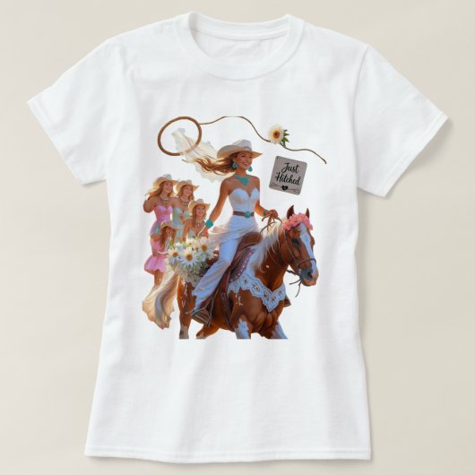 永遠へのサマー・ライド – カウガールのウェディング・ブリス Tシャツ (デザイン正面)