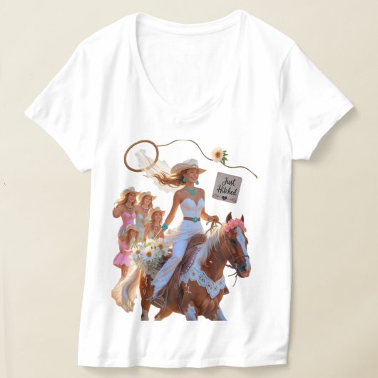 永遠へのサマー・ライド – カウガールのウェディング・ブリス Tシャツ (レイダウン)