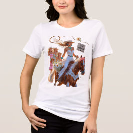 永遠へのサマー・ライド - カウガールの結婚式の幸せ トライブレンドTシャツ