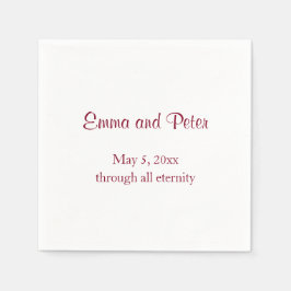 「永遠を通して」赤い文字名と日付 スタンダードカクテルナプキン