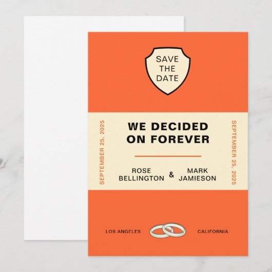 「永遠を選んだ」 結婚式の日程を記録しよう 招待状 (正面/裏面)