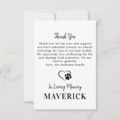 永遠エレガントに私たちのハートでペット記念写真 サンキューカード (裏面)