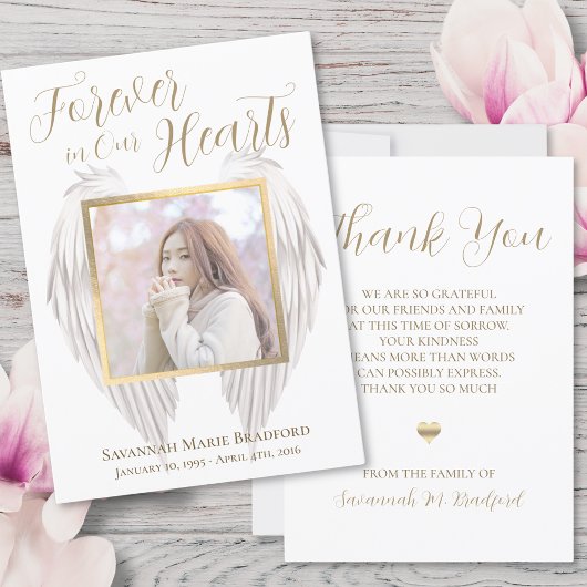 永遠エレガントに私たちのハートエンジェルウィングス写真 サンキューカード