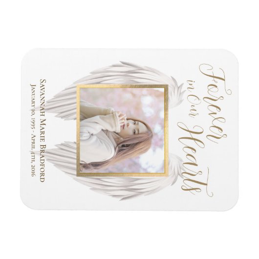 永遠エレガントに私たちのハートエンジェルウィングス写真 マグネット (横)