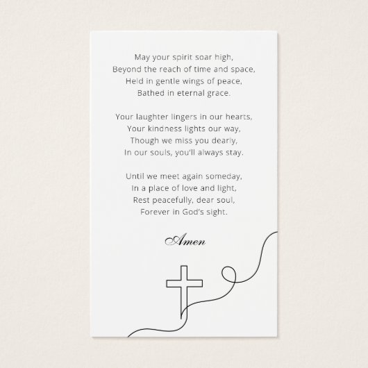 永遠エレガントに私たちのハート祈りの言葉カード (裏面)