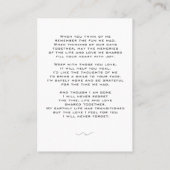 永遠エレガントに私たちのハート葬儀祈りの言葉カード 名刺 (裏面)