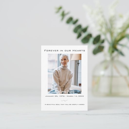 永遠エレガントに私たちのハート葬儀祈りの言葉カード 名刺 (スタンド正面)