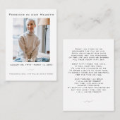 永遠エレガントに私たちのハート葬儀祈りの言葉カード 名刺 (正面/裏面)