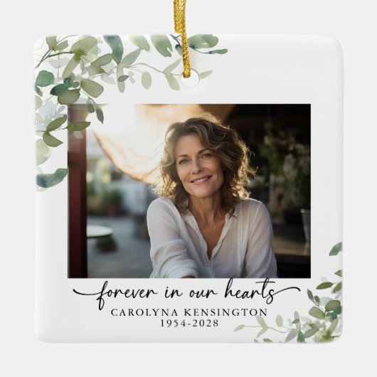 永遠エレガントに私たちのハート記念写真 セラミックオーナメント (正面)