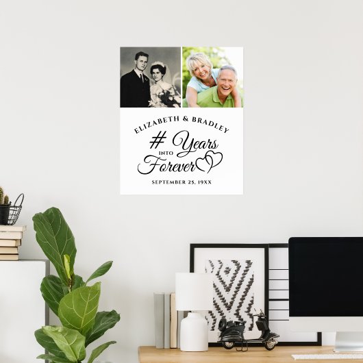 永遠エレガントに2つの写真に記念日 ポスター (ホームオフィス)