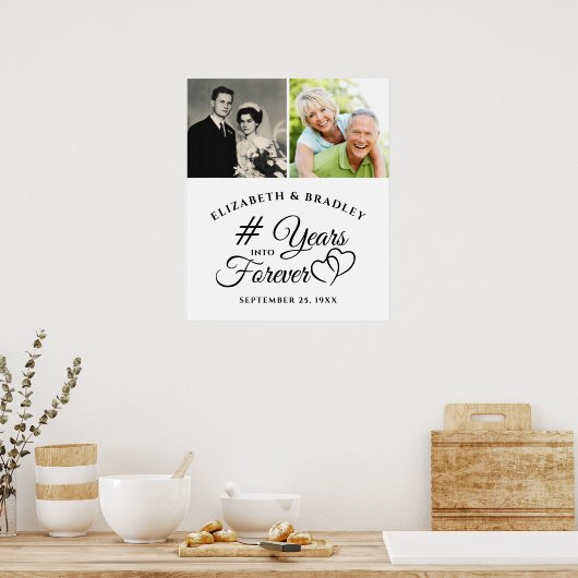 永遠エレガントに2つの写真に記念日 ポスター (キッチン)