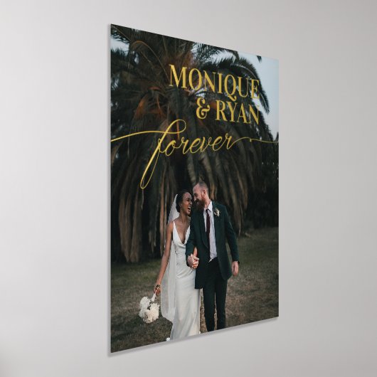 永遠エレガントの写真に名前を結婚ロマンチック 箔ポスター (レイダウン)