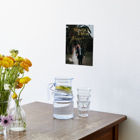 永遠エレガントの写真に名前を結婚ロマンチック 箔ポスター (レイダウン (キッチン))