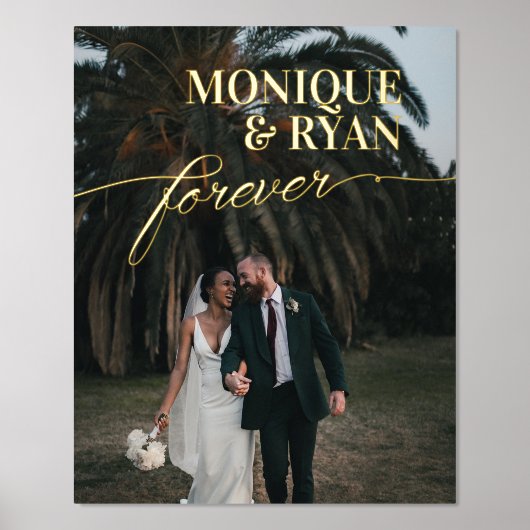 永遠エレガントの写真に名前を結婚ロマンチック 箔ポスター (正面)