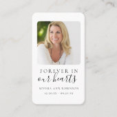 永遠シンプルに私たちのハート写真葬儀カード 名刺 (正面)