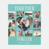 永遠スタイリッシュに一緒に |ハート写真のコラージュ フリースブランケット (正面)