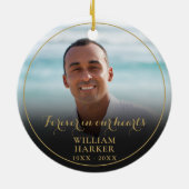永遠パーソナライズされたに私たちのハート記念写真 セラミックオーナメント (裏面)