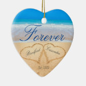 永遠パーソナライズされたに |ハートを砂で作る セラミックオーナメント (右)