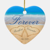 永遠パーソナライズされたに |ハートを砂で作る セラミックオーナメント (裏面)