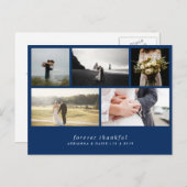 永遠モダンに感謝する | ネイビー結婚ブルーの写真 ポストカード (正面/裏面)