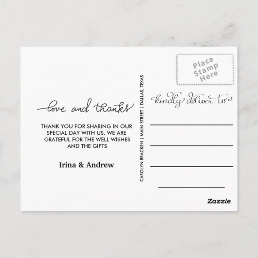 永遠モダンに感謝する | ネイビー結婚ブルーの写真 ポストカード (裏面)