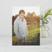 永遠モダンに私たちのハートの写真カード 招待状 (スタンド正面)