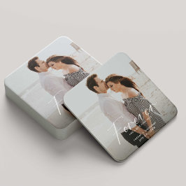 永遠モダンに素敵なリングの写真婚約 スクエアペーパーコースター