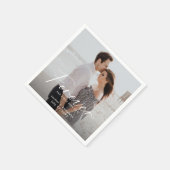 永遠モダンに素敵なリングの写真婚約 スタンダードカクテルナプキン (角)