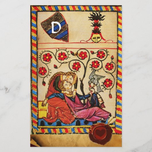 永遠ラブパーチメント赤いハートワックスシールモノグラム 便箋 (正面)