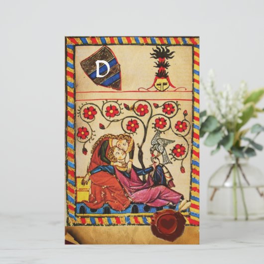 永遠ラブパーチメント赤いハートワックスシールモノグラム 便箋 (スタンド正面)