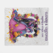 永遠包まれたの愛ハロウィーンのスケルトンカップル フリースブランケット (正面(横))