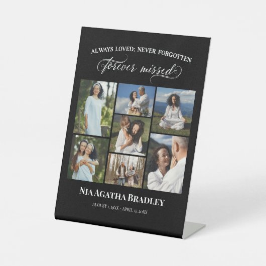 永遠恋しく思エレガント記念写真コラージュ 台座サイン (正面)