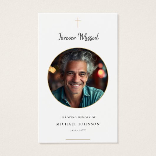 永遠恋しく思金ゴールドカトリック葬儀祈りの言葉カード (正面)