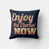 "永遠楽しむの今"ヴィンテージ水色ブラック クッション (裏面)