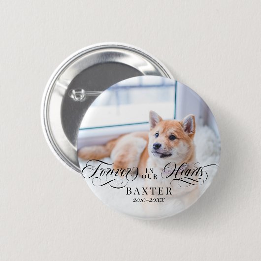 永遠渦巻形のに私たちのハートでペットの写真 缶バッジ (正面&裏面)