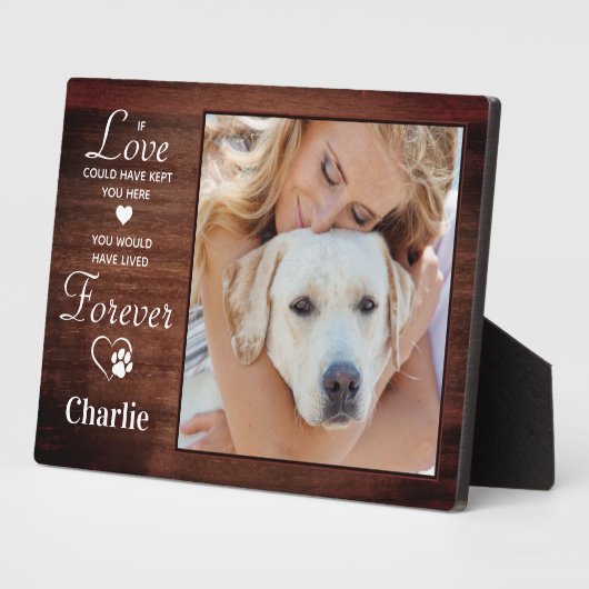 永遠素朴にパーソナライズされた愛犬の記念写真 フォトプラーク (側面)