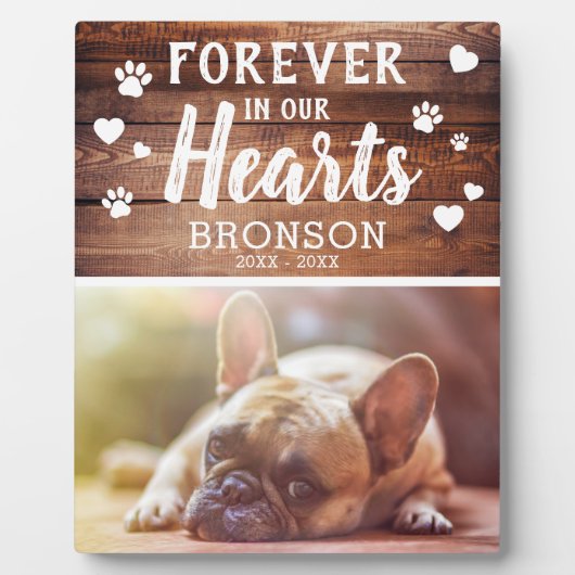 永遠素朴に私たちのハートでペット記念写真 フォトプラーク (正面)