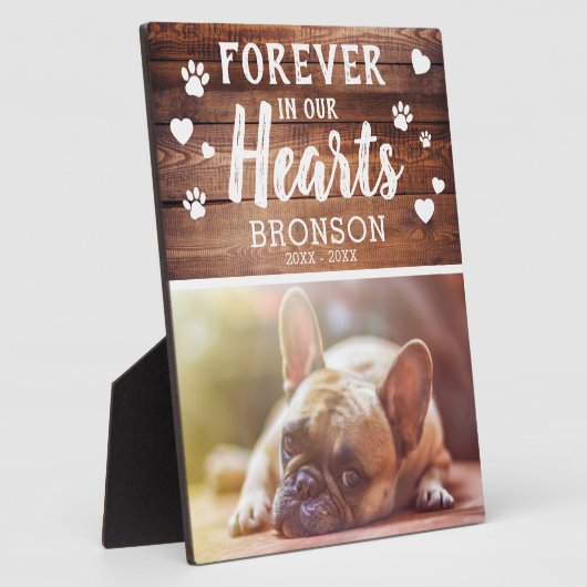 永遠素朴に私たちのハートでペット記念写真 フォトプラーク (側面)