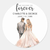 永遠結婚の新郎新婦バックウォーターカラークラス ラウンドシール (正面)