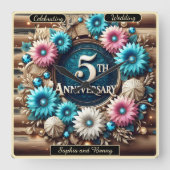 永遠開花素朴5周年記念デザイン スクエア壁時計 (正面)