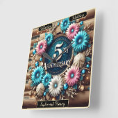 永遠開花素朴5周年記念デザイン スクエア壁時計 (傾斜)