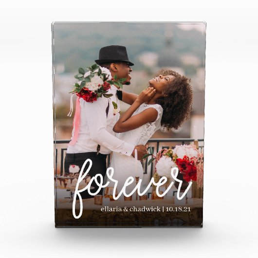 永遠 |パーソナライズされたの結婚または記念日 フォトブロック (正面)