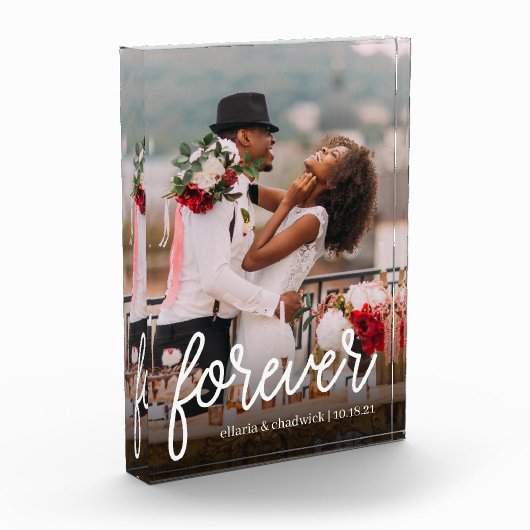 永遠 |パーソナライズされたの結婚または記念日 フォトブロック (左)
