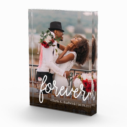 永遠 |パーソナライズされたの結婚または記念日 フォトブロック (右)