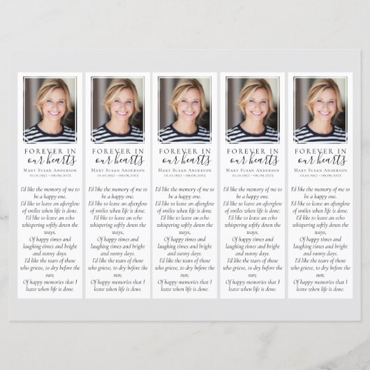 永遠 | 2x7" DIY葬式ブックマークテンプレート (正面)