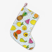 汁気の多い果物の背景。継ぎ目のない果物のパッテ スモールクリスマスストッキング (正面 (吊り時))