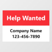 求人募集中 赤と白の会社名と電話番号 ウィンドウサイン (シート)