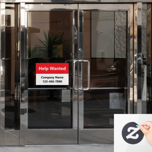 求人募集中 赤と白の会社名 電話番号 ウィンドウサイン (オフィスドア)